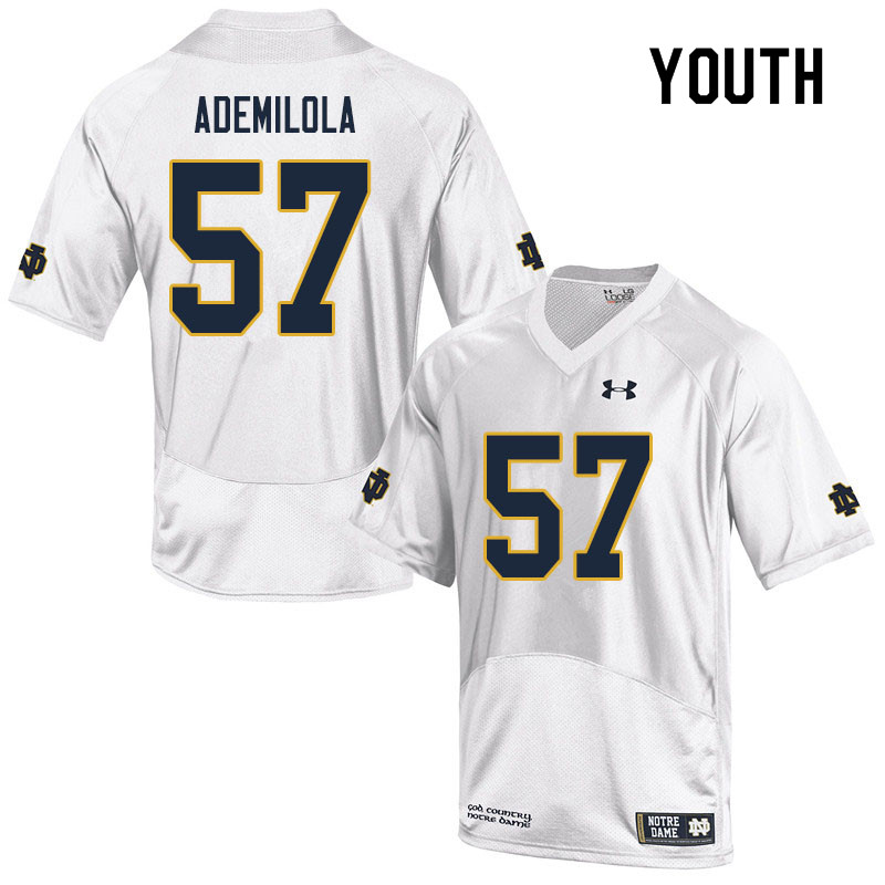 Youth #57 Jayson Ademilola Notre Dame Fighting Irish College Football Jerseys Sale-White - Click Image to Close